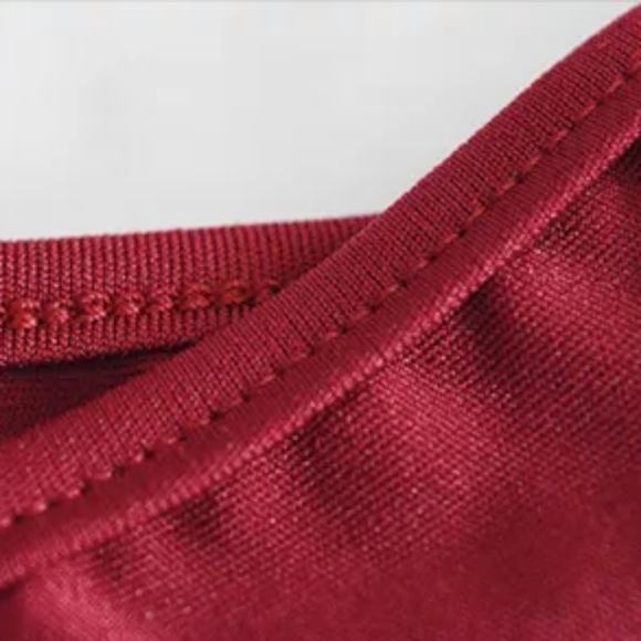 Red Off Shoulder W/Skirt Two Piece - Picture 4 of 5